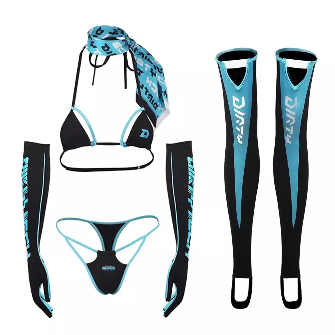 Thong Bikini Women - Damski Seksowny 5-częściowy Zestaw Bikini Anime